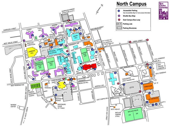 south campus apartment complex west chester university building map